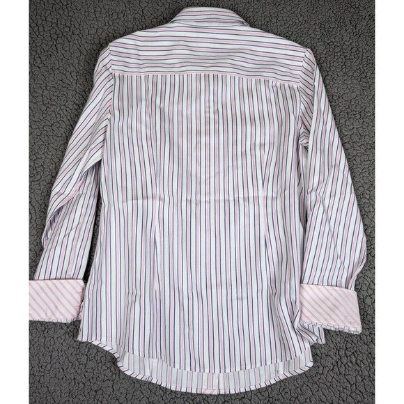 Talbots Shirt Womens Size 4 Long Sleeve Button Up Collared Non Iron Pink Stripe - Picture 9 of 12